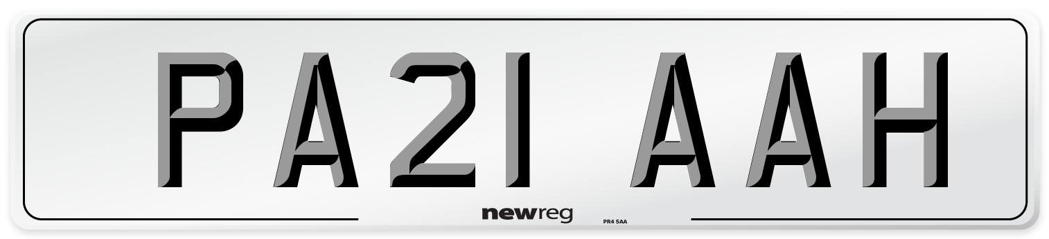 PA21 AAH Number Plate from New Reg